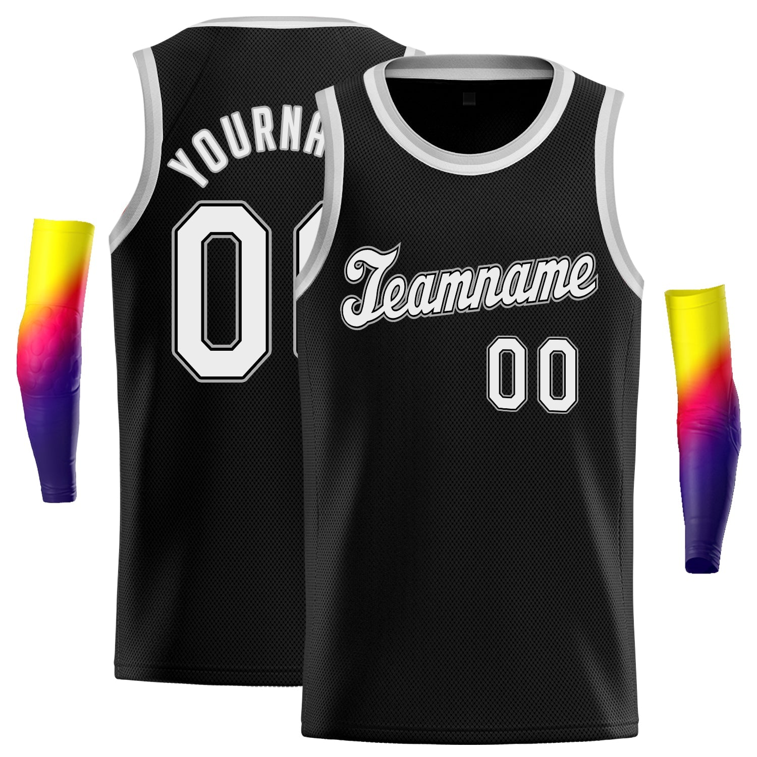 Maillot de basket-ball de jeu de sport, haut classique noir et blanc personnalisé