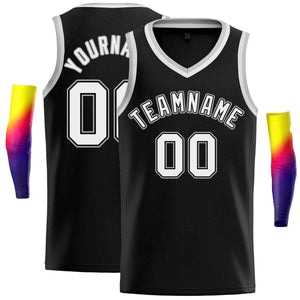 Maillot de basket-ball décontracté pour hommes, haut classique personnalisé noir blanc-gris