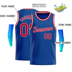 Maillot de basket-ball athlétique classique personnalisé bleu rouge-blanc