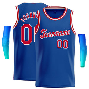 Maillot de basket-ball athlétique classique personnalisé bleu rouge-blanc