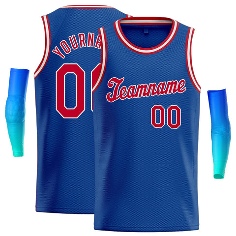 Custom Blue Red-White Classic Tops Athletic Basketball Jersey