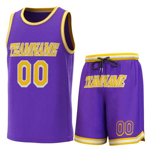 Custom Purple Yellow-White Yellow Classic Sets Basketball Jersey