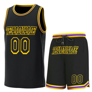 Custom Black Yellow-Purple-Classic Sets Basketball Jersey