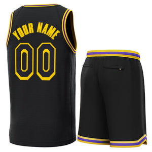 Custom Black Yellow-Purple-Classic Sets Basketball Jersey