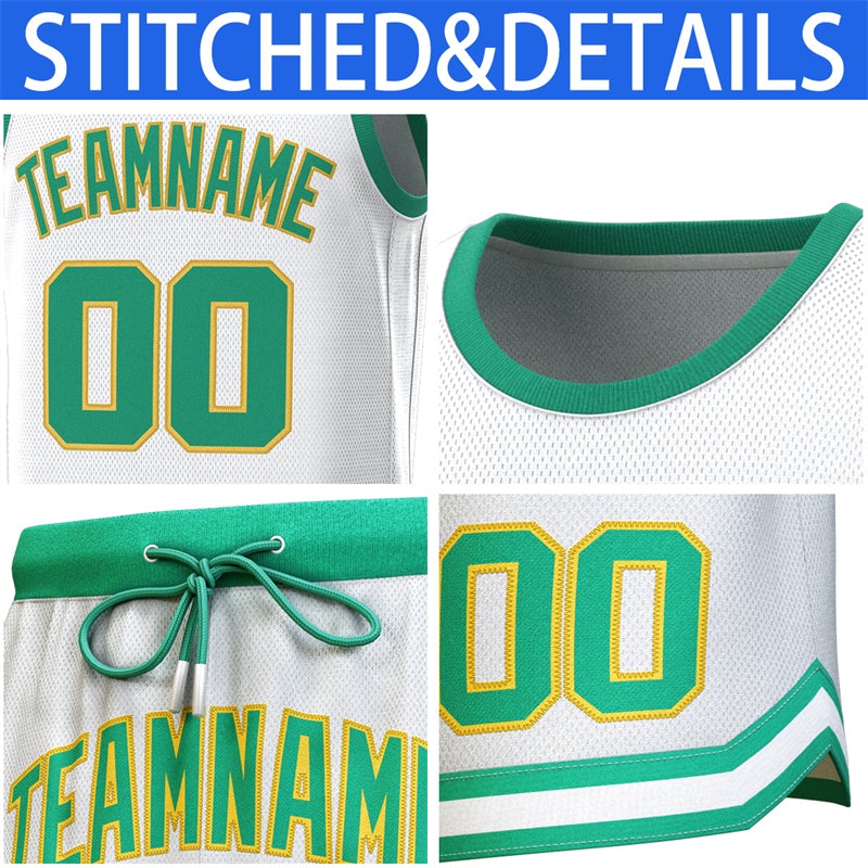 Maillot de basket-ball classique vert blanc personnalisé