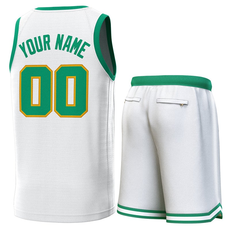 Maillot de basket-ball classique vert blanc personnalisé