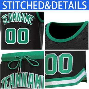 Maillot de basket-ball personnalisé noir Kelly Green Classic