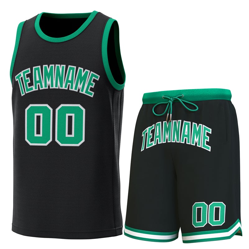 Maillot de basket-ball personnalisé noir Kelly Green Classic