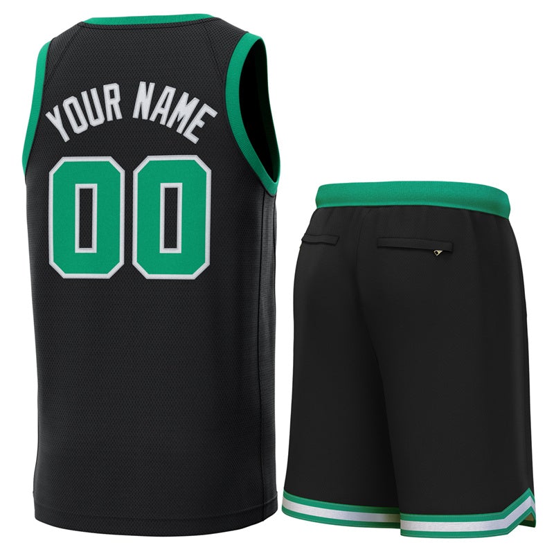 Maillot de basket-ball personnalisé noir Kelly Green Classic