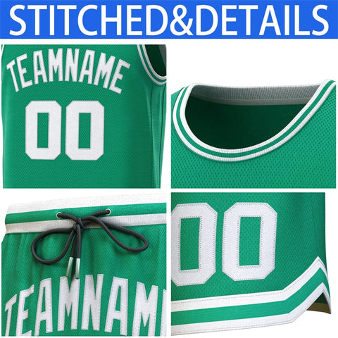 Custom Green White-Green Classic Sets Basketball Jersey