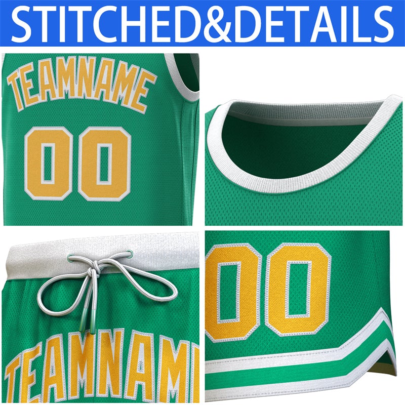 Custom Green White Classic Sets Basketball Jersey