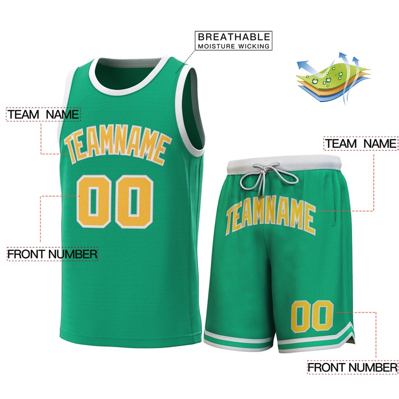 Custom Green White Classic Sets Basketball Jersey