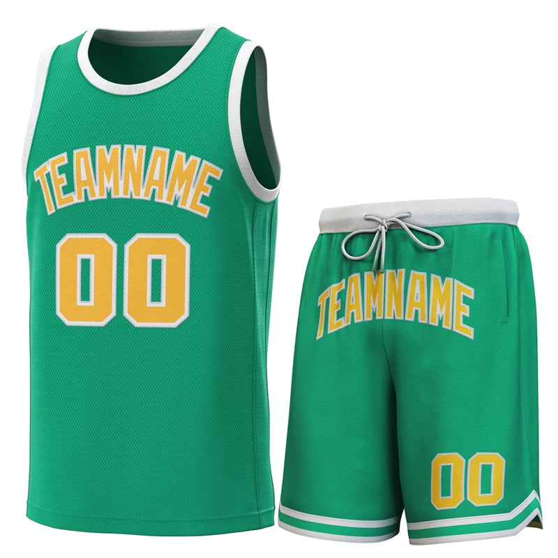 Maillot de basket-ball personnalisé vert blanc classique