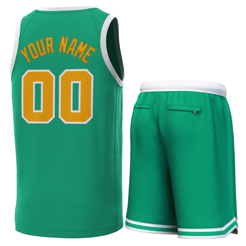 Custom Green White Classic Sets Basketball Jersey