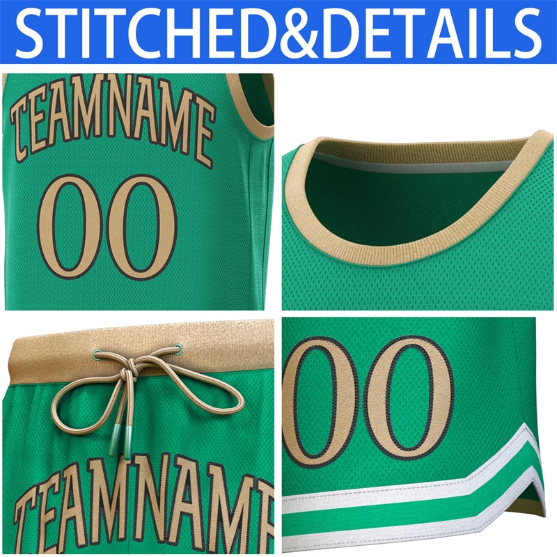 Maillot de basket-ball personnalisé en or vert classique