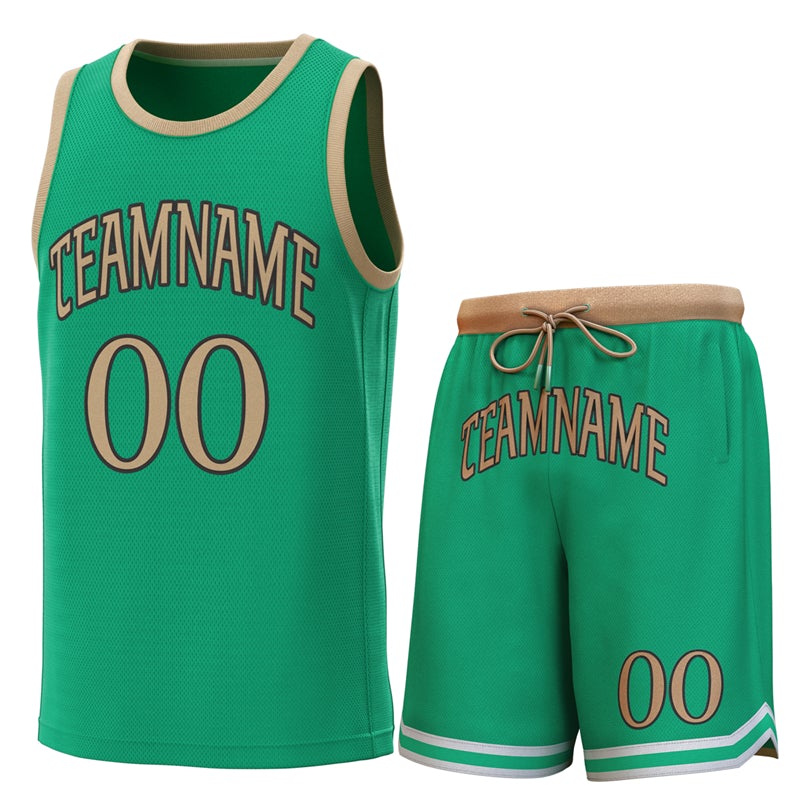 Maillot de basket-ball personnalisé en or vert classique