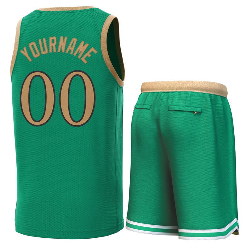 Maillot de basket-ball personnalisé en or vert classique