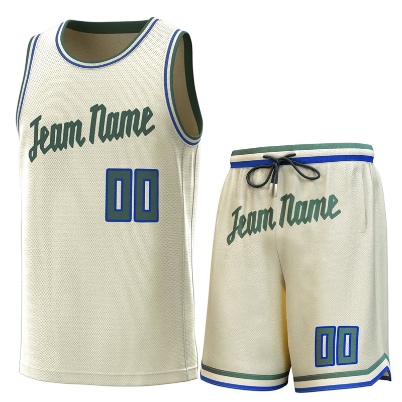 Maillot de basket-ball personnalisé, crème Beige-Royal, ensembles classiques