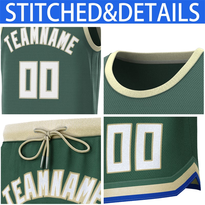 Maillot de basket-ball personnalisé vert Beige, ensembles classiques