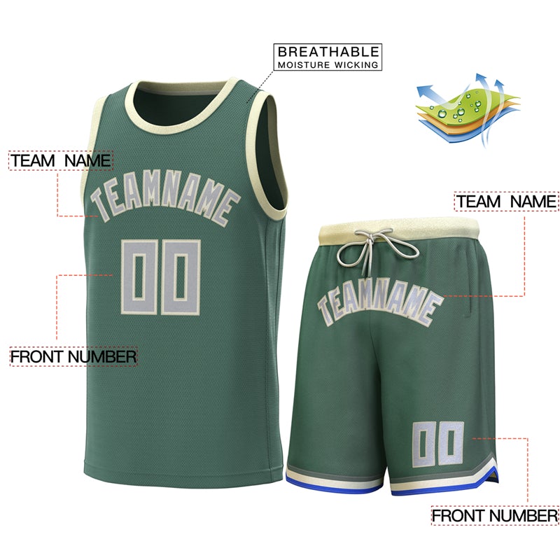 Maillot de basket-ball personnalisé vert Beige, ensembles classiques