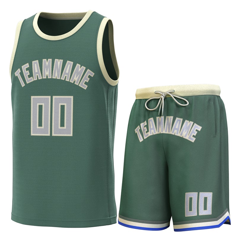 Maillot de basket-ball personnalisé vert Beige, ensembles classiques