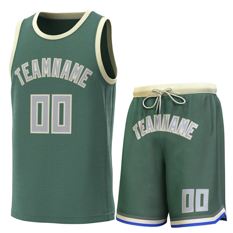 Custom Green Beige Classic Sets Basketball Jersey