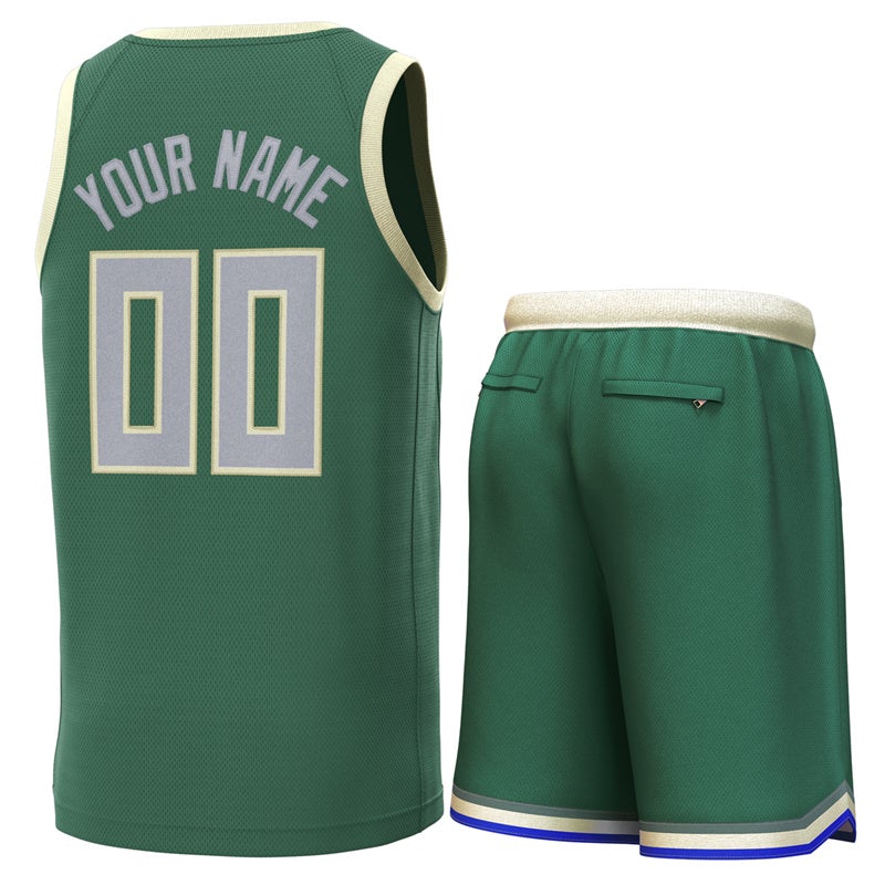 Maillot de basket-ball personnalisé vert Beige, ensembles classiques