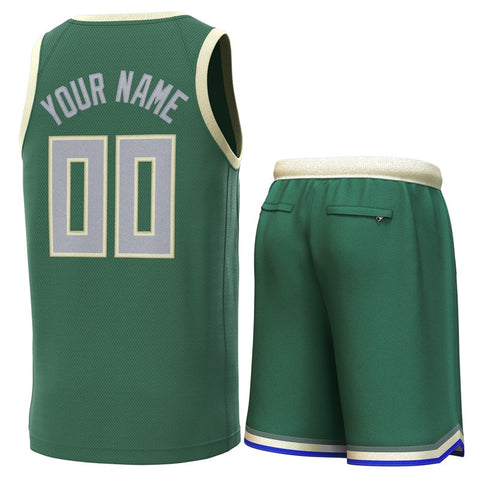 Custom Green Beige Classic Sets Basketball Jersey