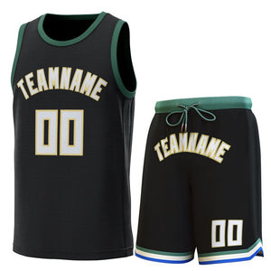 Maillot de basket-ball personnalisé noir vert classique