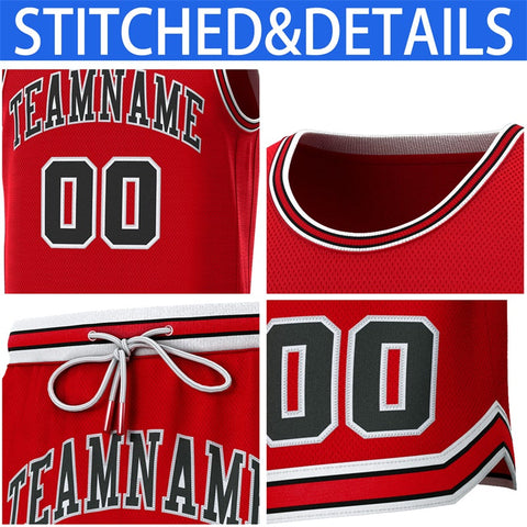 Custom Red White-Black Classic Sets Basketball Jersey