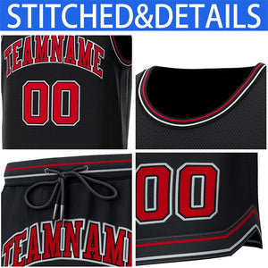 Custom Black Red-White Classic Sets Basketball Jersey