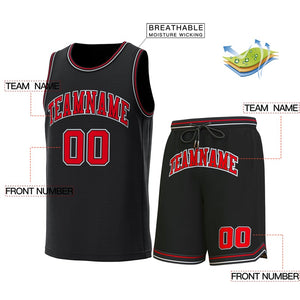 Custom Black Red-White Classic Sets Basketball Jersey