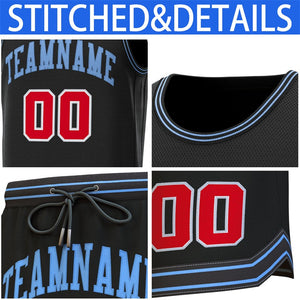 Custom Black Lt Blue-Black Classic Sets Basketball Jersey