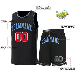 Custom Black Lt Blue-Black Classic Sets Basketball Jersey