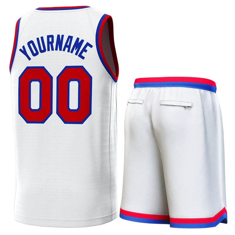 Maillot de basket-ball personnalisé blanc rouge-Royal Classic