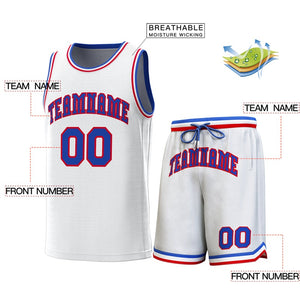 Maillot de basket-ball personnalisé blanc Royal-rouge, ensembles classiques