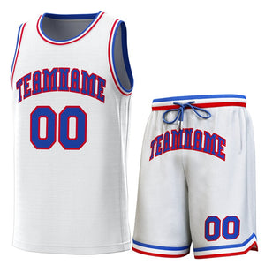 Maillot de basket-ball personnalisé blanc Royal-rouge, ensembles classiques