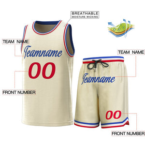 Maillot de basket-ball personnalisé crème blanc-rouge, ensembles classiques