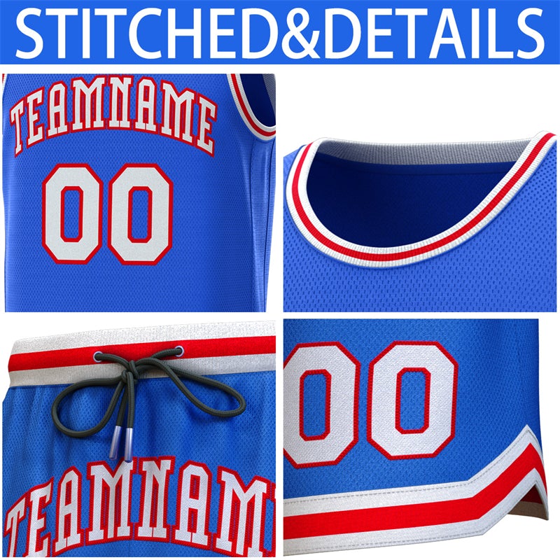 Custom Royal White-Red Classic Sets Basketball Jersey