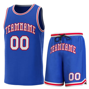 Maillot de basket-ball personnalisé Royal blanc-rouge, ensembles classiques