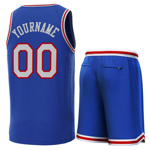 Maillot de basket-ball personnalisé Royal blanc-rouge, ensembles classiques