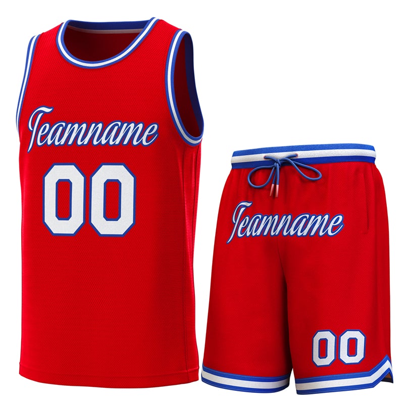 Custom Red Royal-White Classic Sets Basketball Jersey