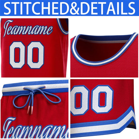 Custom Red Royal-White Classic Sets Basketball Jersey