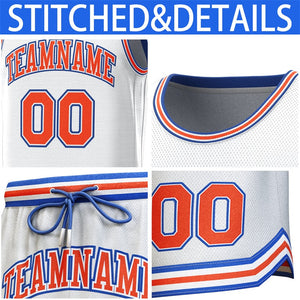 Custom White Royal-Orange Classic Sets Basketball Jersey