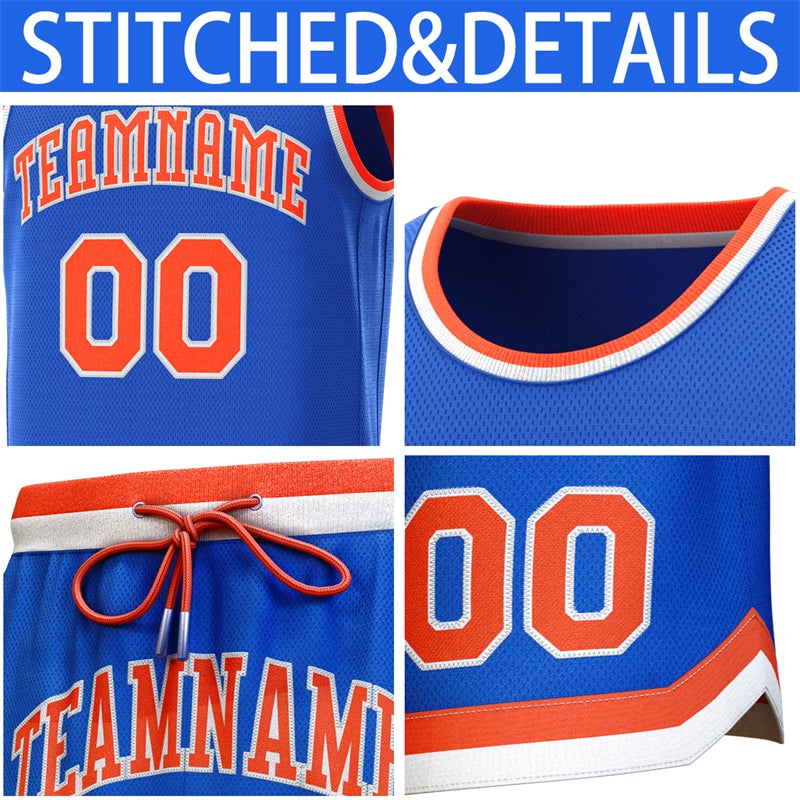 Maillot de basket-ball personnalisé Royal-Orange Classic