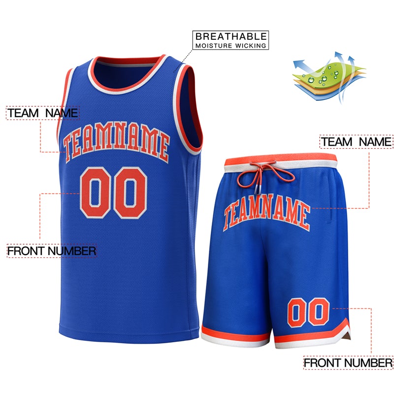 Maillot de basket-ball personnalisé Royal-Orange Classic