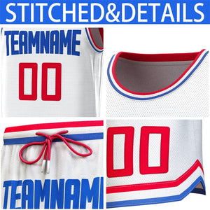 Custom White Red-Royal Classic Sets Basketball Jersey