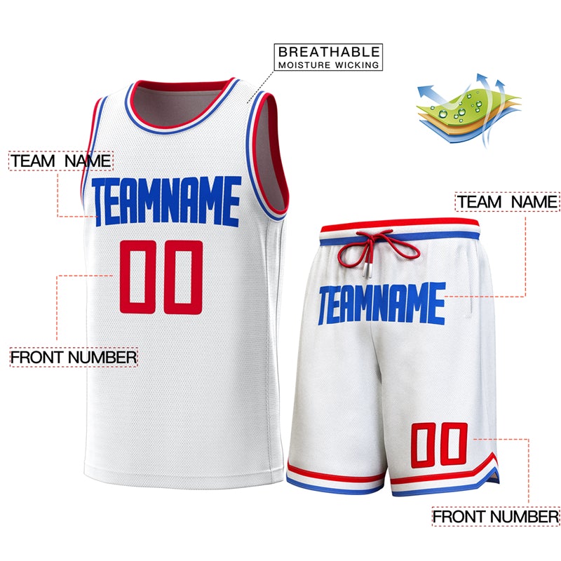 Maillot de basket-ball personnalisé blanc rouge-Royal Classic