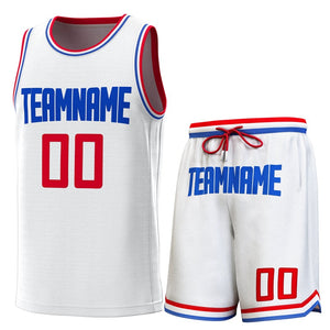 Custom White Red-Royal Classic Sets Basketball Jersey