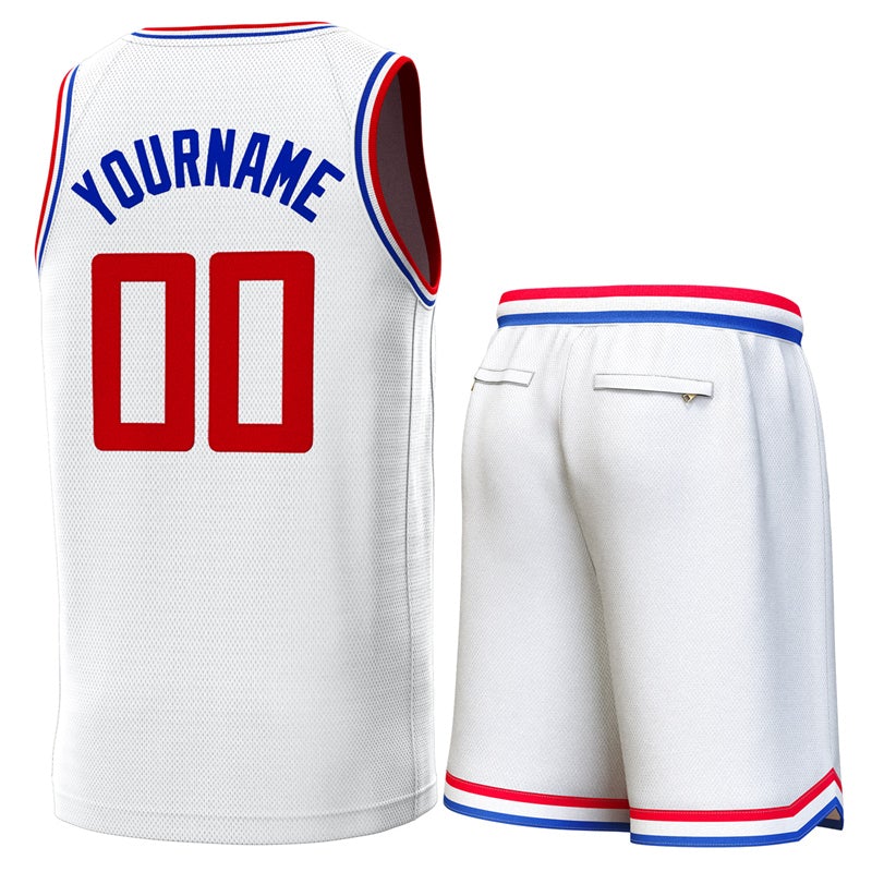 Maillot de basket-ball personnalisé blanc rouge-Royal Classic